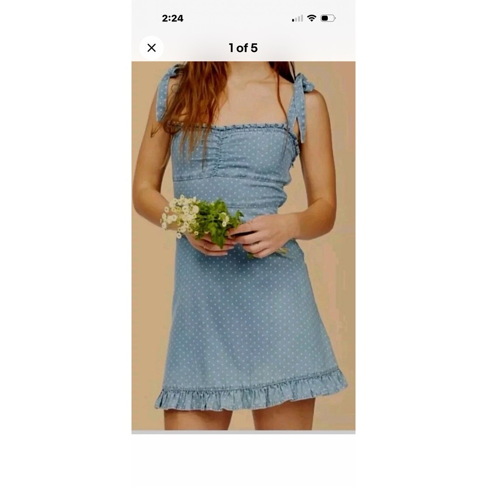 Billabong X Wrangler Lovely Day Polka Dot Denim Mini Dress - Size Small